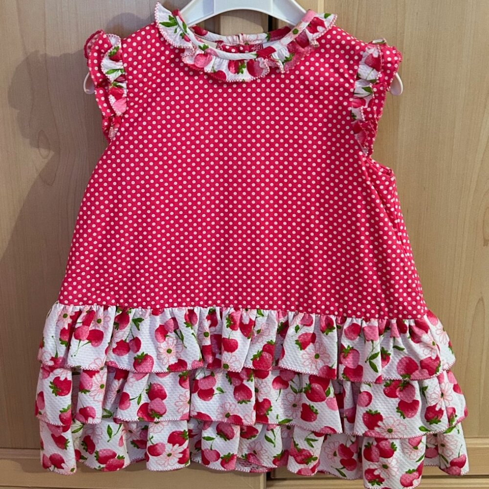 NWT Sarah Louise Dress – Size 12 Months – Style #6965 – Polka Dot & Cherry Print